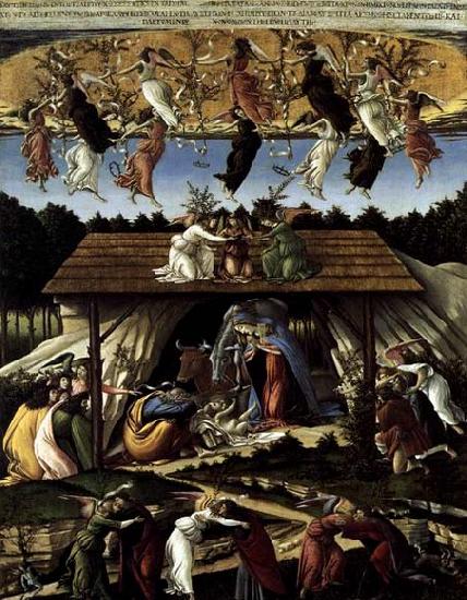 BOTTICELLI, Sandro The Mystical Nativity oil painting picture